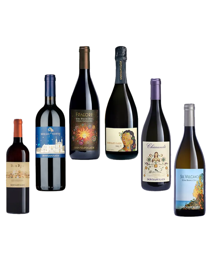 Selezione Donnafugata: Fragore - Spumante metodo classico - Chiarandà - Ben Rye - Mille e una Notte - Sul Vulcano Etna Bianco