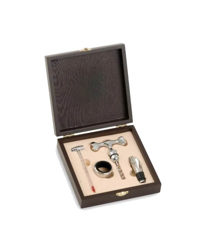 Set da vino cofanetto legno cavatappi e accessori