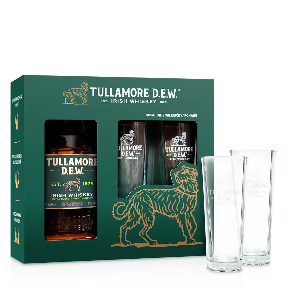 TULLAMORE DEW Irish Whiskey Geschenkset inkl. 2 Longdrink-Gläser